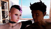 Cute Goth Emo Punk Rocker Babe In 3D Game Fucks Interracial BBC!