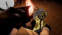 Two Naughty Furries Having Intimate Moment By The Firepit