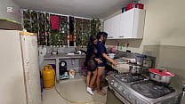 Stepmother And Lesbian Stepdaughter Fucking In The Kitchen.