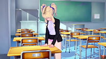 Blonde Haired Girl Caught Grinding The Table, Gets Disciplined By A Man – Koikatsu