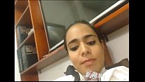 Latina Shemale Blows A Load All Over Herself