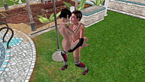 Animated 3D Sex   Cute Lesbian Girl Fucking Another Girl In Lifting Position